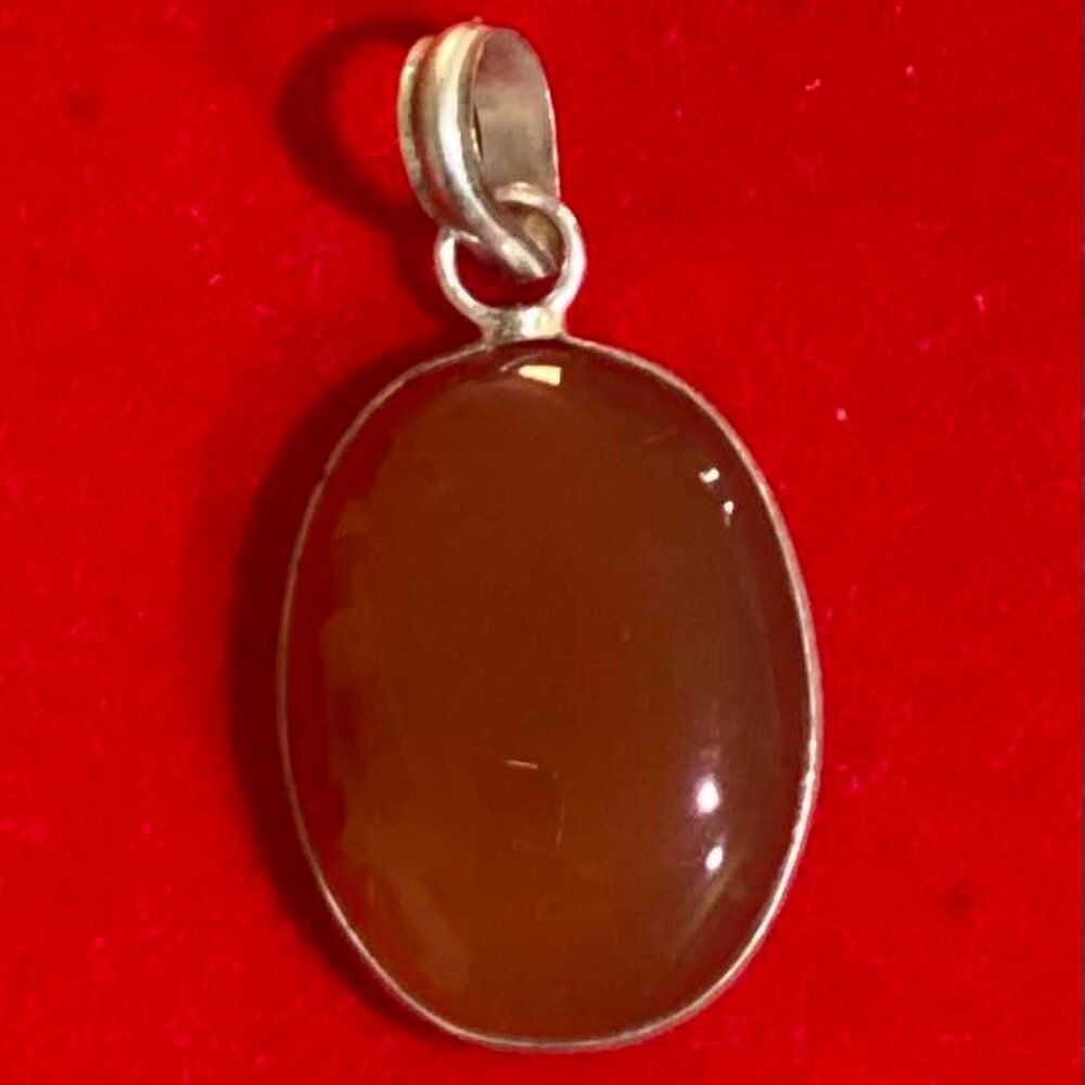 Dark Orange Carnelian Gemstone Pendant.